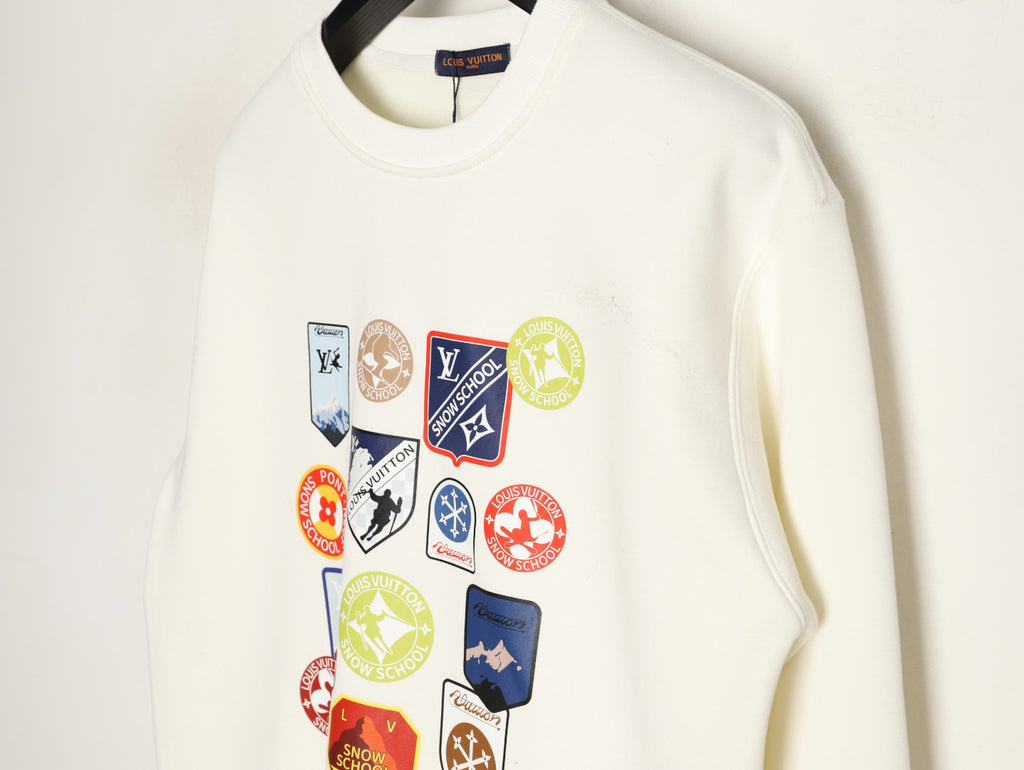 Louis Vuitton Multicolor Badge Graphic Crewneck Sweatshirt - Off-White