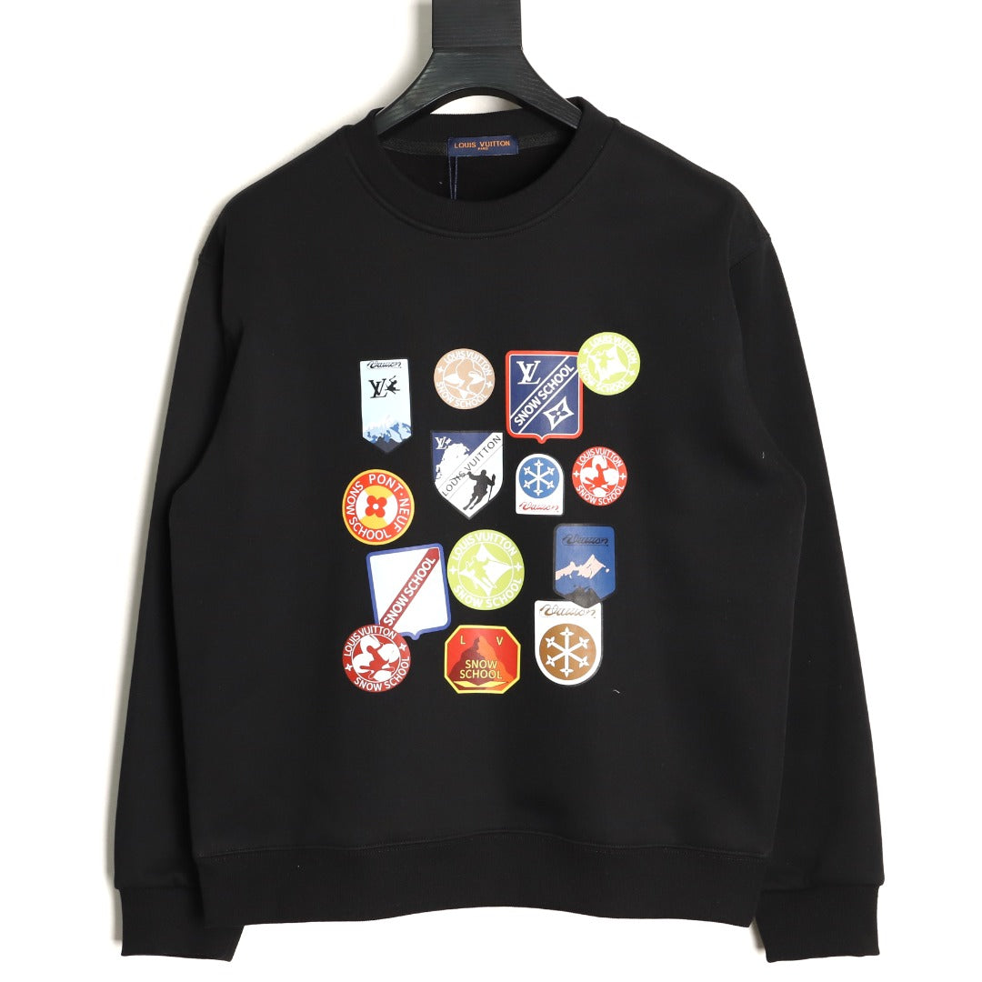 Louis Vuitton Multicolor Badge Graphic Crewneck Sweatshirt - Black