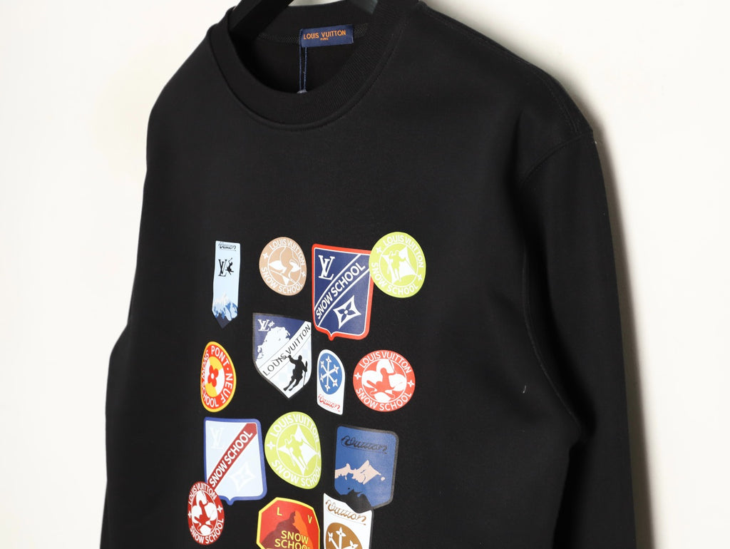 Louis Vuitton Multicolor Badge Graphic Crewneck Sweatshirt - Black