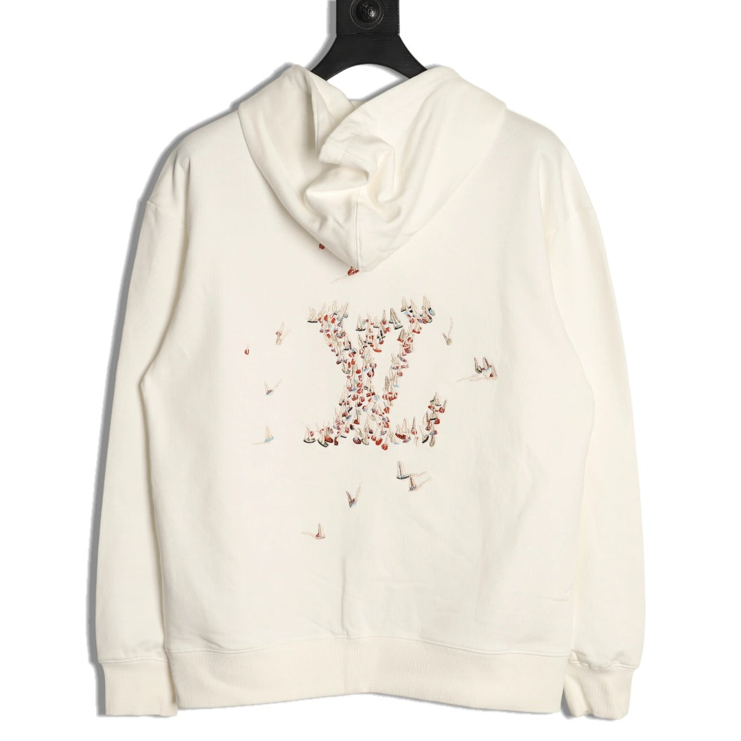 Louis Vuitton Scattered-Motif LV Back Graphic Hoodie - Off-White