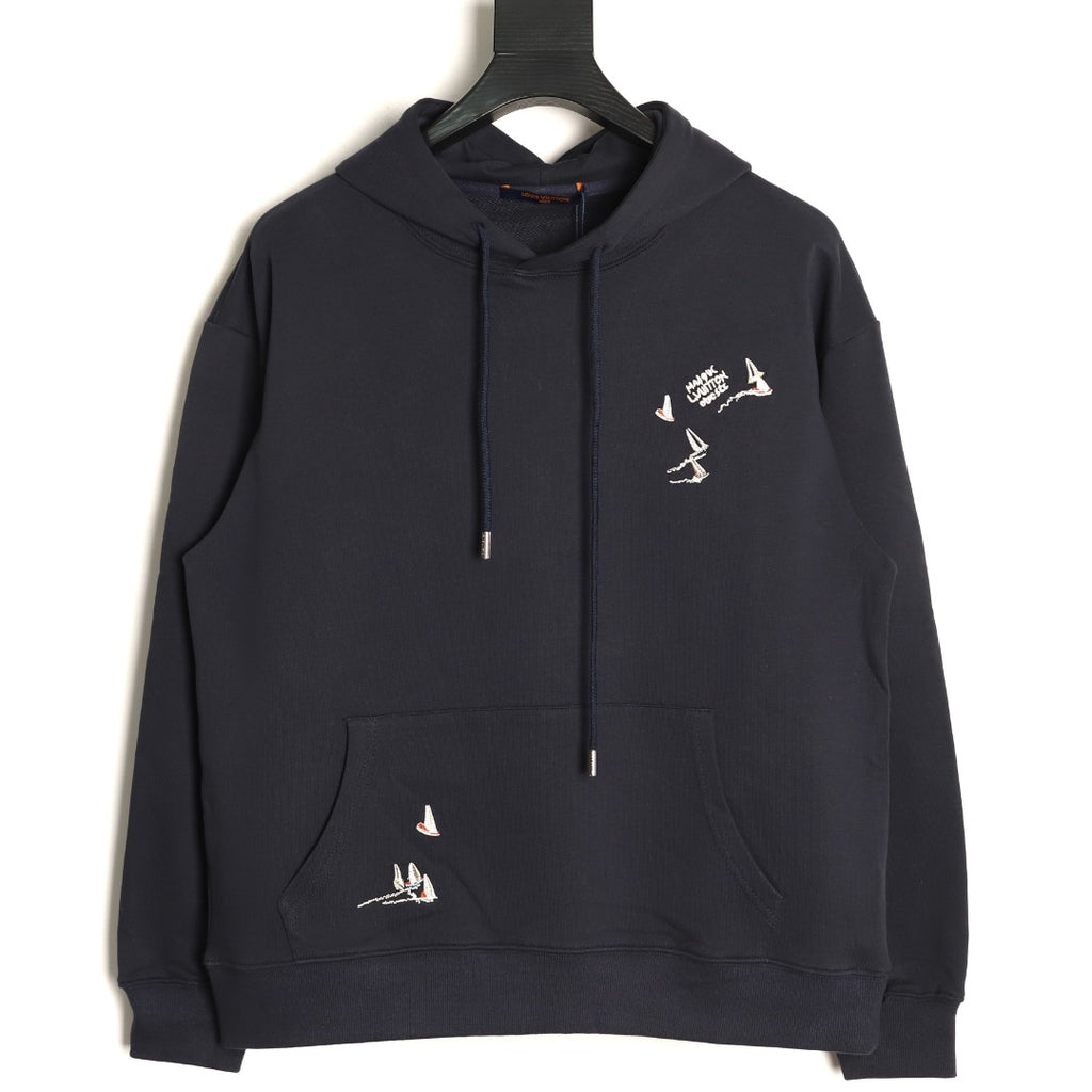Louis Vuitton Scattered-Motif LV Back Graphic Hoodie - Dark Navy