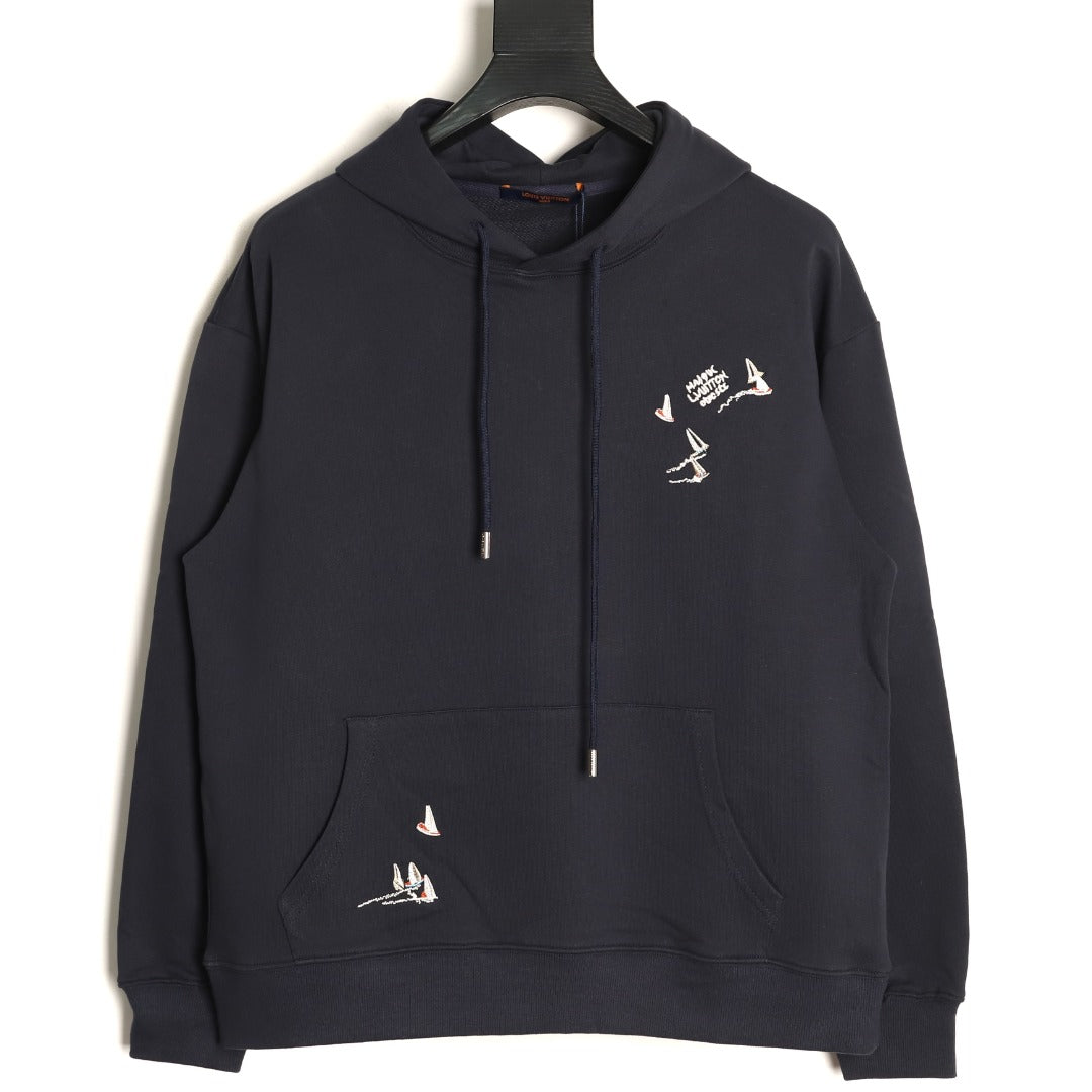 Louis Vuitton Scattered-Motif LV Back Graphic Hoodie - Dark Navy