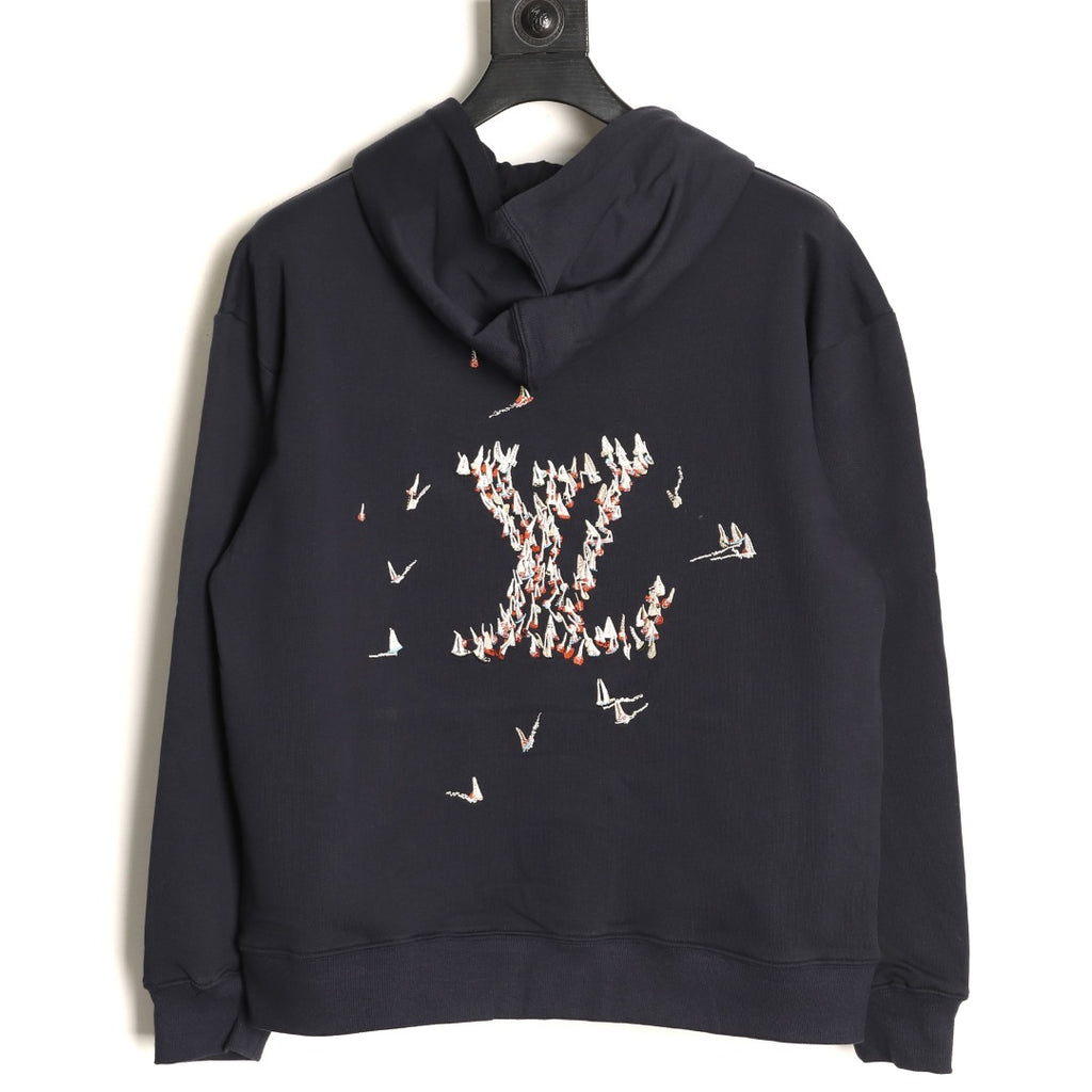 Louis Vuitton Scattered-Motif LV Back Graphic Hoodie - Dark Navy