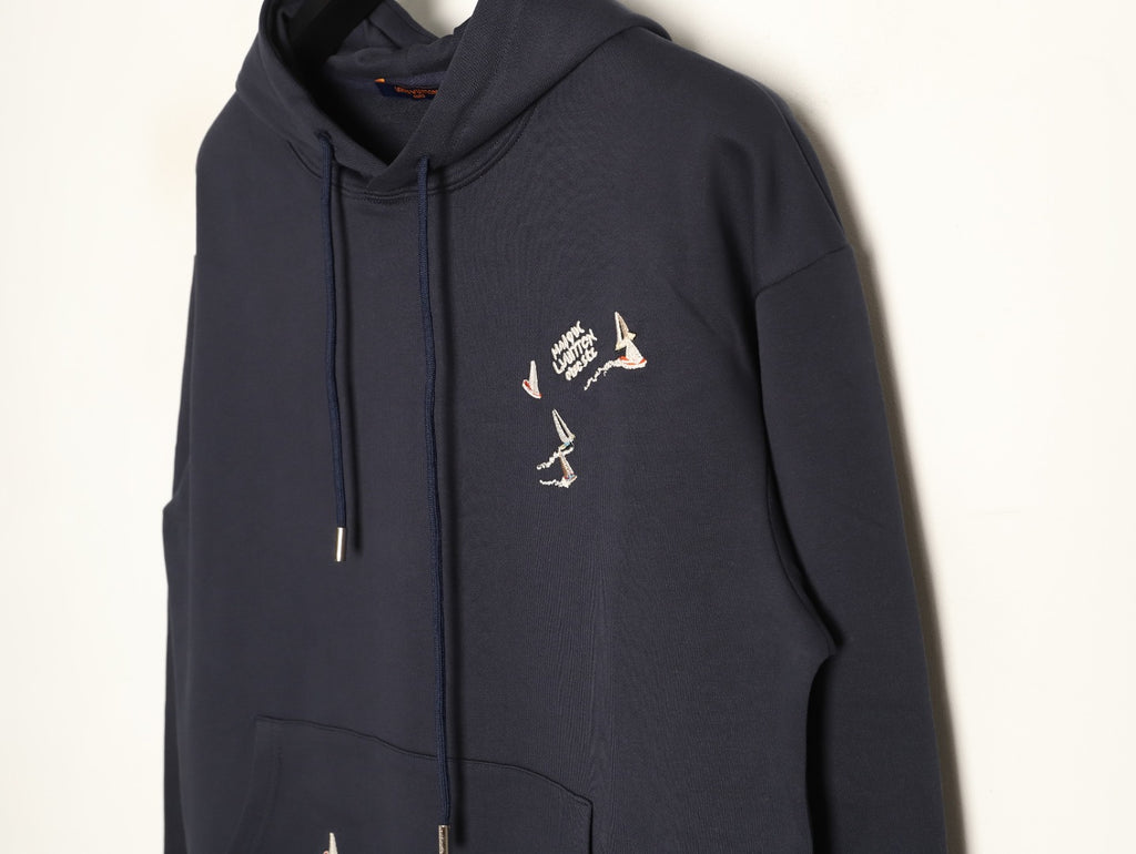 Louis Vuitton Scattered-Motif LV Back Graphic Hoodie - Dark Navy