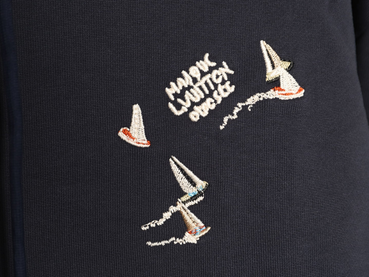 Louis Vuitton Scattered-Motif LV Back Graphic Hoodie - Dark Navy