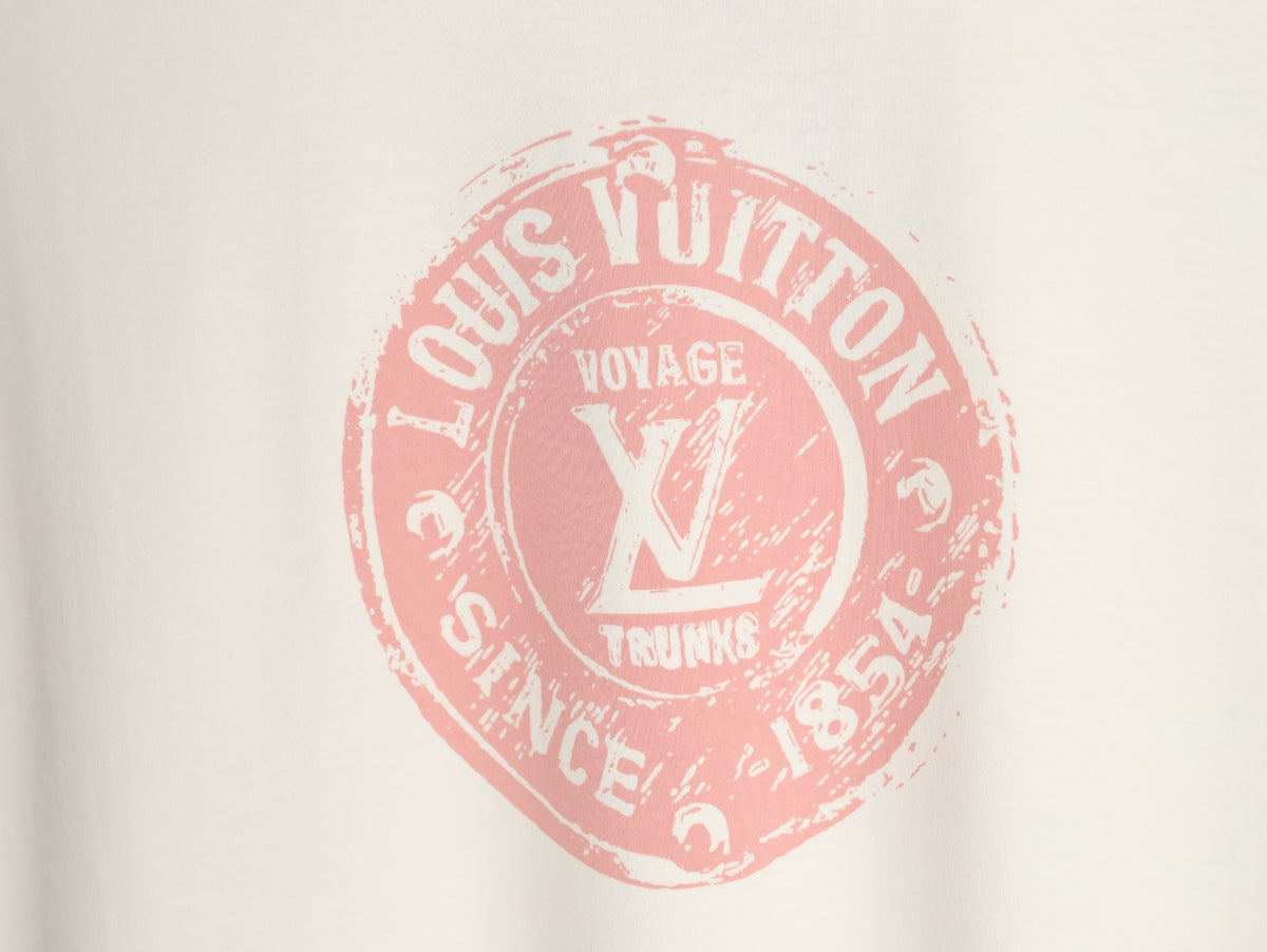 Louis Vuitton Pink Stamp Graphic T-Shirt - Off-White