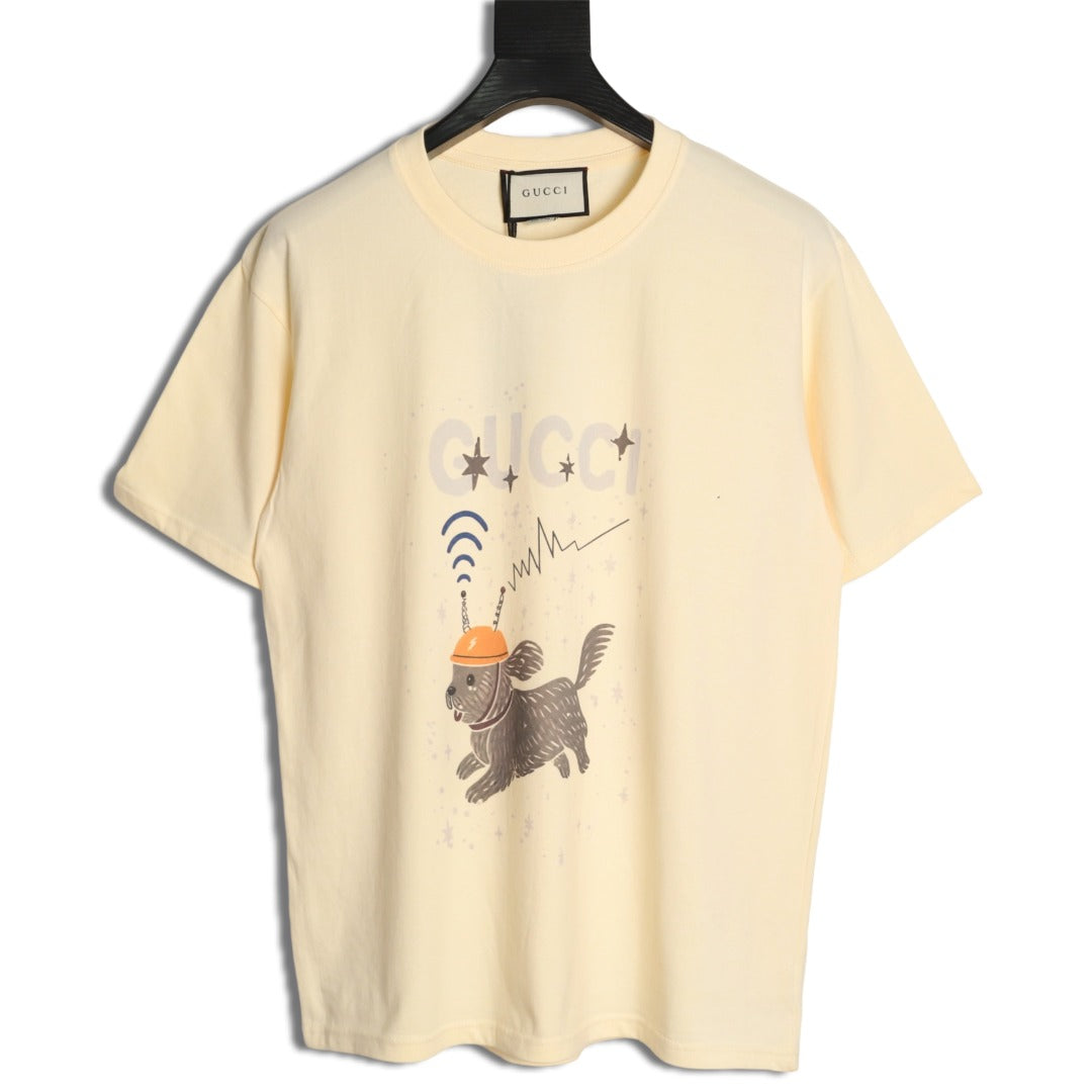 Gucci Cartoon Animal Graphic T-Shirt - Pale Yellow