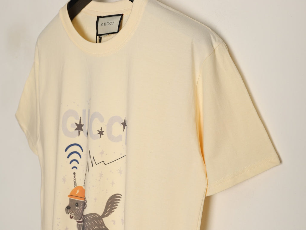 Gucci Cartoon Animal Graphic T-Shirt - Pale Yellow