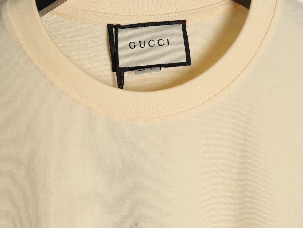 Gucci Cartoon Animal Graphic T-Shirt - Pale Yellow