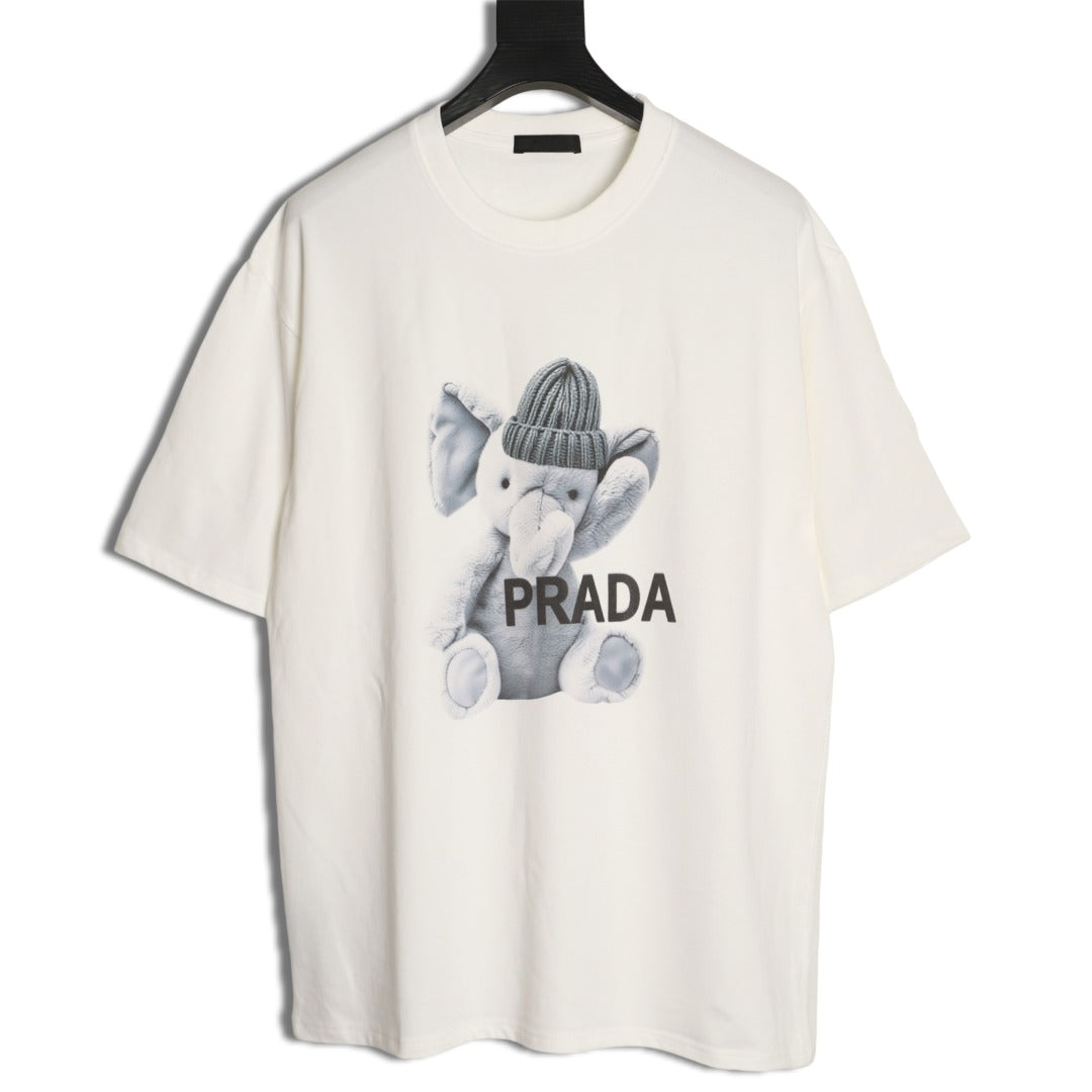 Prada Elephant Graphic T-Shirt - White