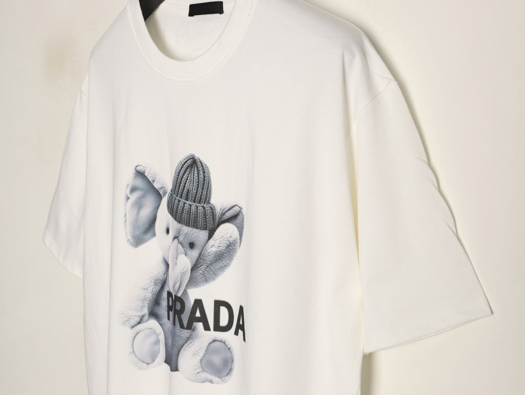 Prada Elephant Graphic T-Shirt - White