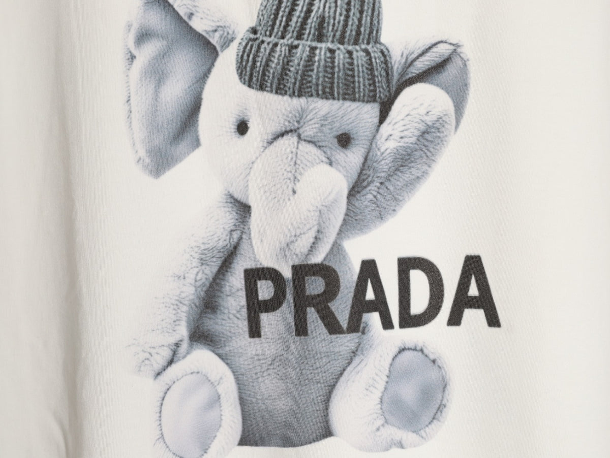 Prada Elephant Graphic T-Shirt - White