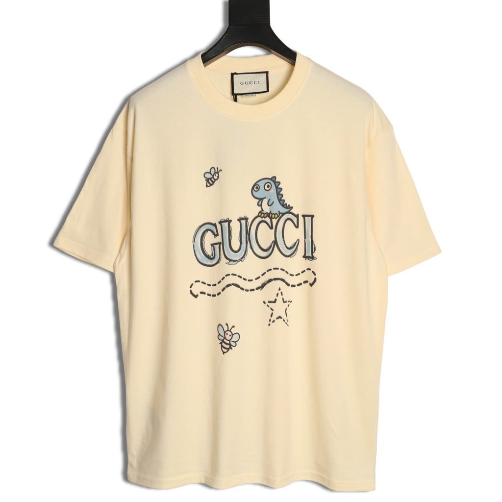 Gucci Doodle Dinosaur Graphic T-Shirt - Pale Yellow