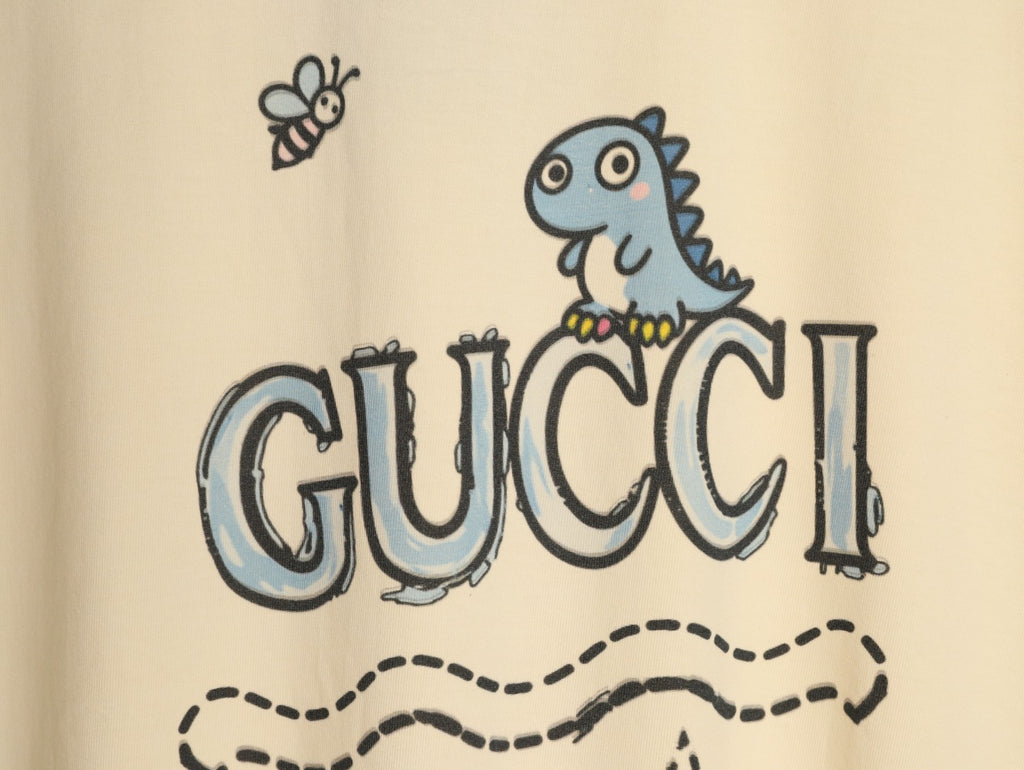 Gucci Doodle Dinosaur Graphic T-Shirt - Pale Yellow