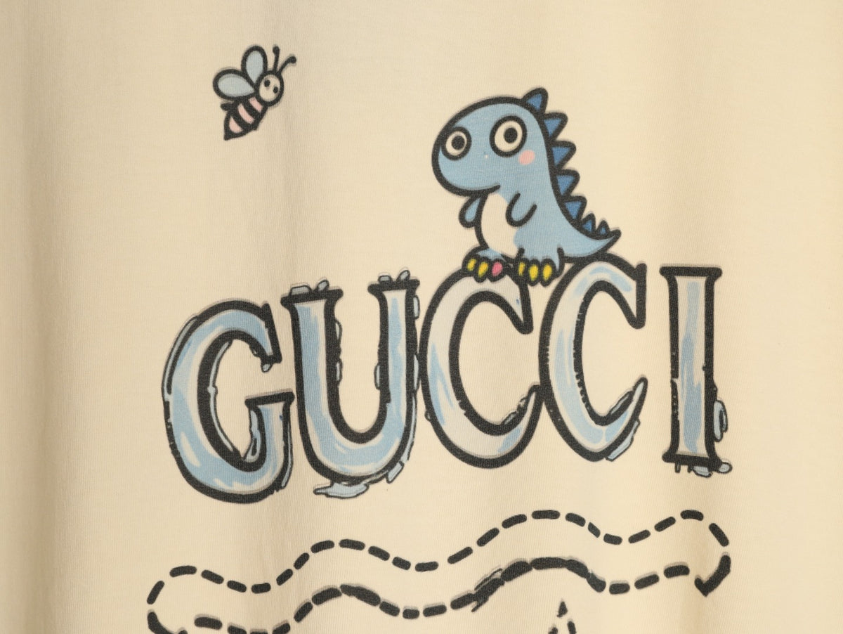 Gucci Doodle Dinosaur Graphic T-Shirt - Pale Yellow
