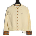 Burberry Check-Cuff Button-Front Cardigan - Pale Yellow