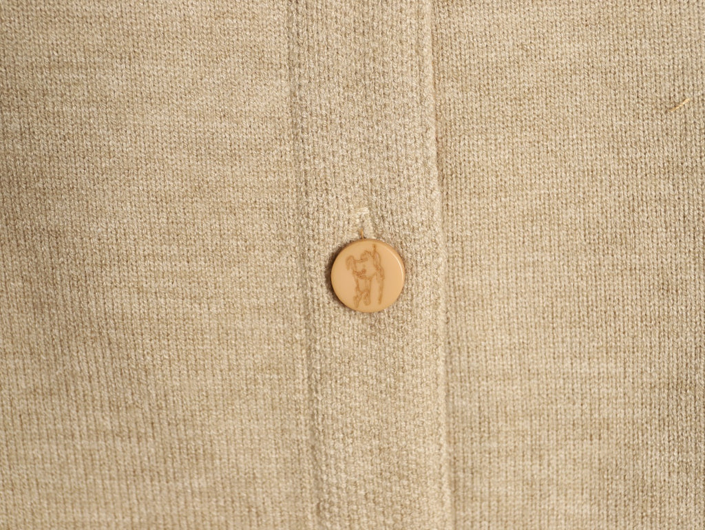 Burberry Check-Cuff Button-Front Cardigan - Beige