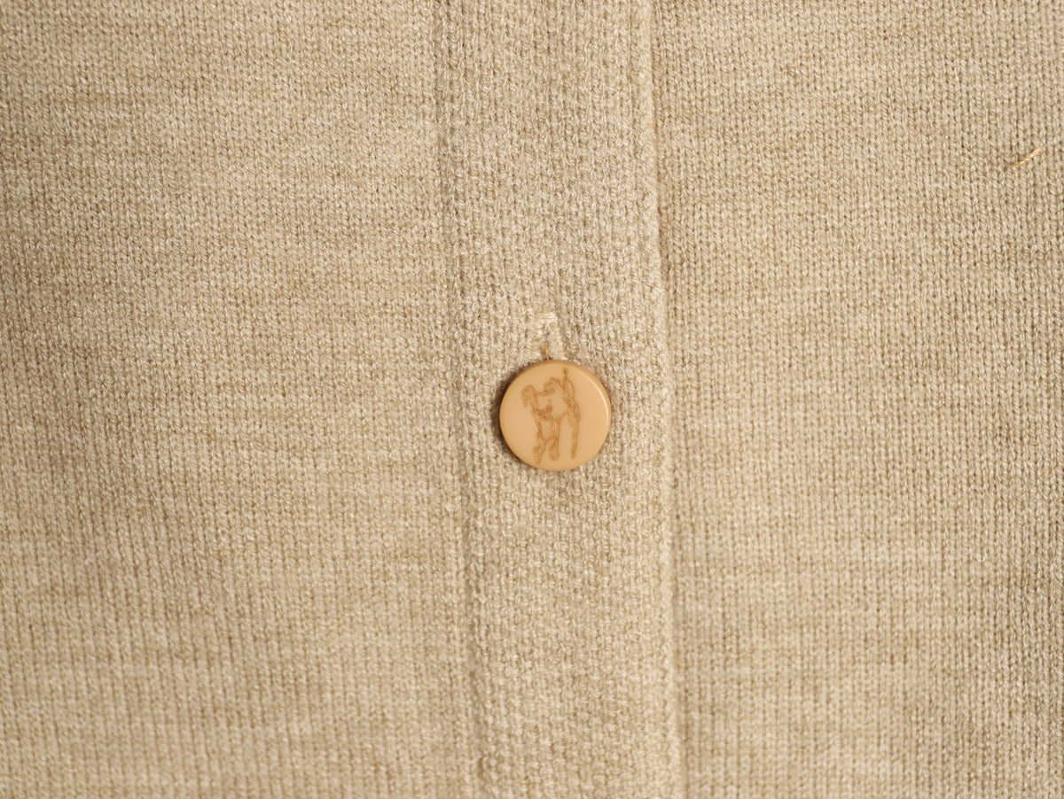 Burberry Check-Cuff Button-Front Cardigan - Beige