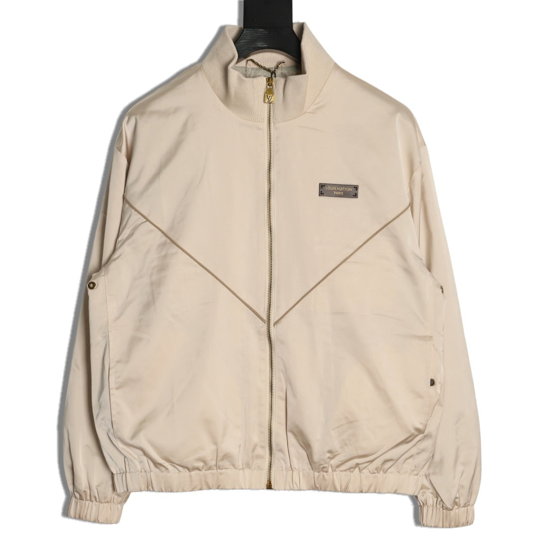 Louis Vuitton LV-Emblem Zip-Up Track Jacket - Light Beige