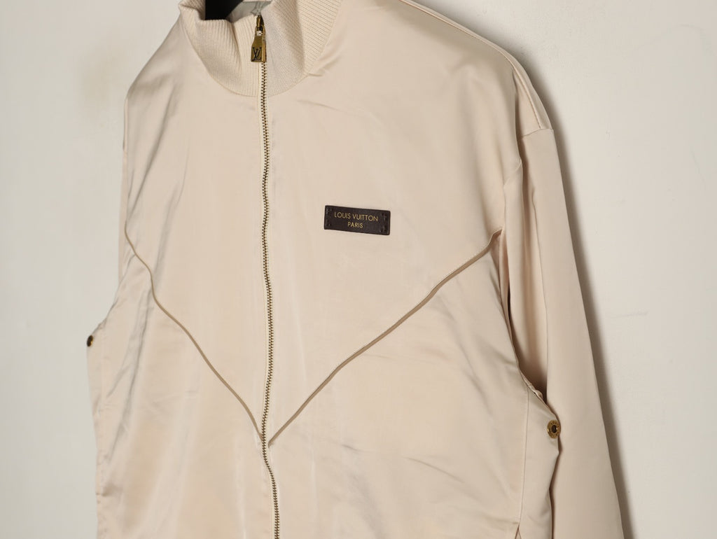 Louis Vuitton LV-Emblem Zip-Up Track Jacket - Light Beige