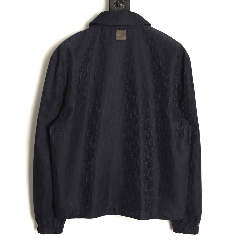 Dior CD Oblique Pattern Button-Front Jacket - Navy