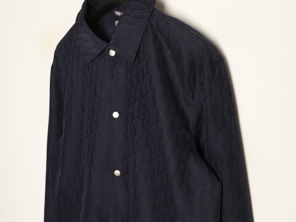 Dior CD Oblique Pattern Button-Front Jacket - Navy