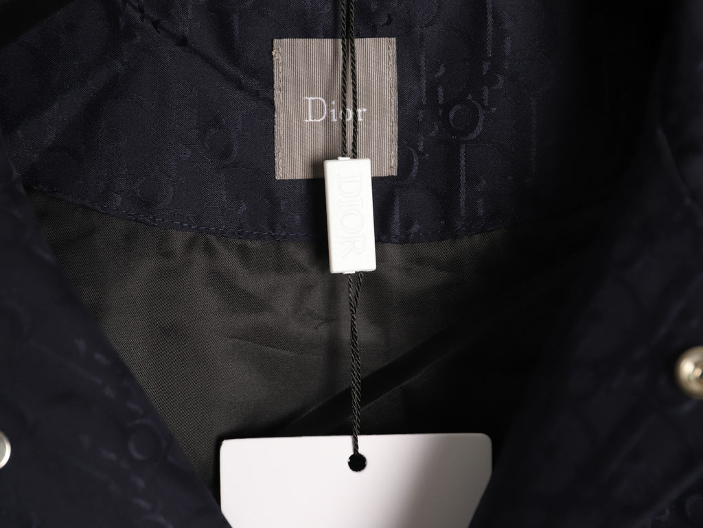 Dior CD Oblique Pattern Button-Front Jacket - Navy