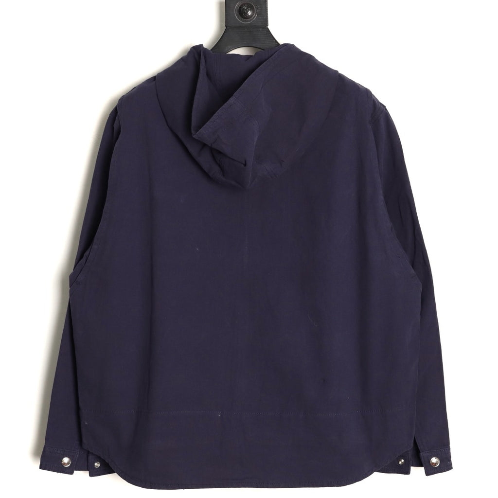 Dior CD Embroidered Zip-Up Hooded Jacket - Navy