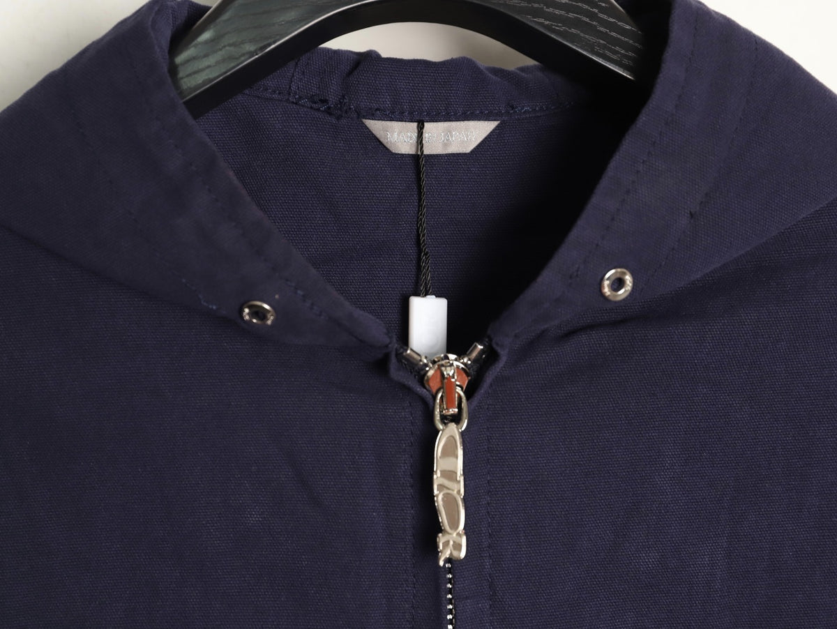 Dior CD Embroidered Zip-Up Hooded Jacket - Navy