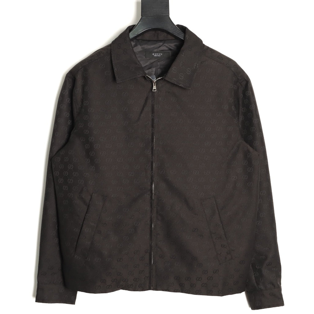 Gucci GG Pattern Zip-Up Jacket - Dark Brown