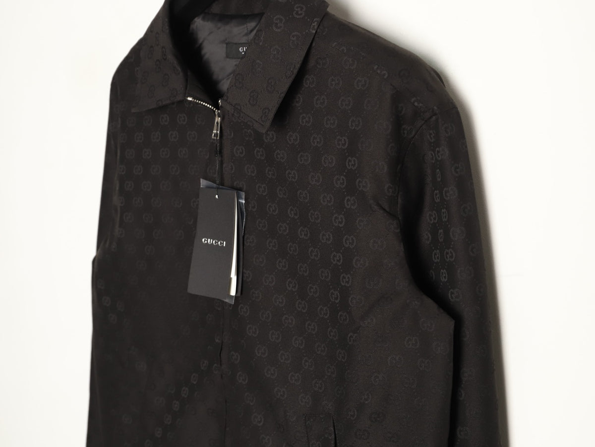 Gucci GG Pattern Zip-Up Jacket - Dark Brown