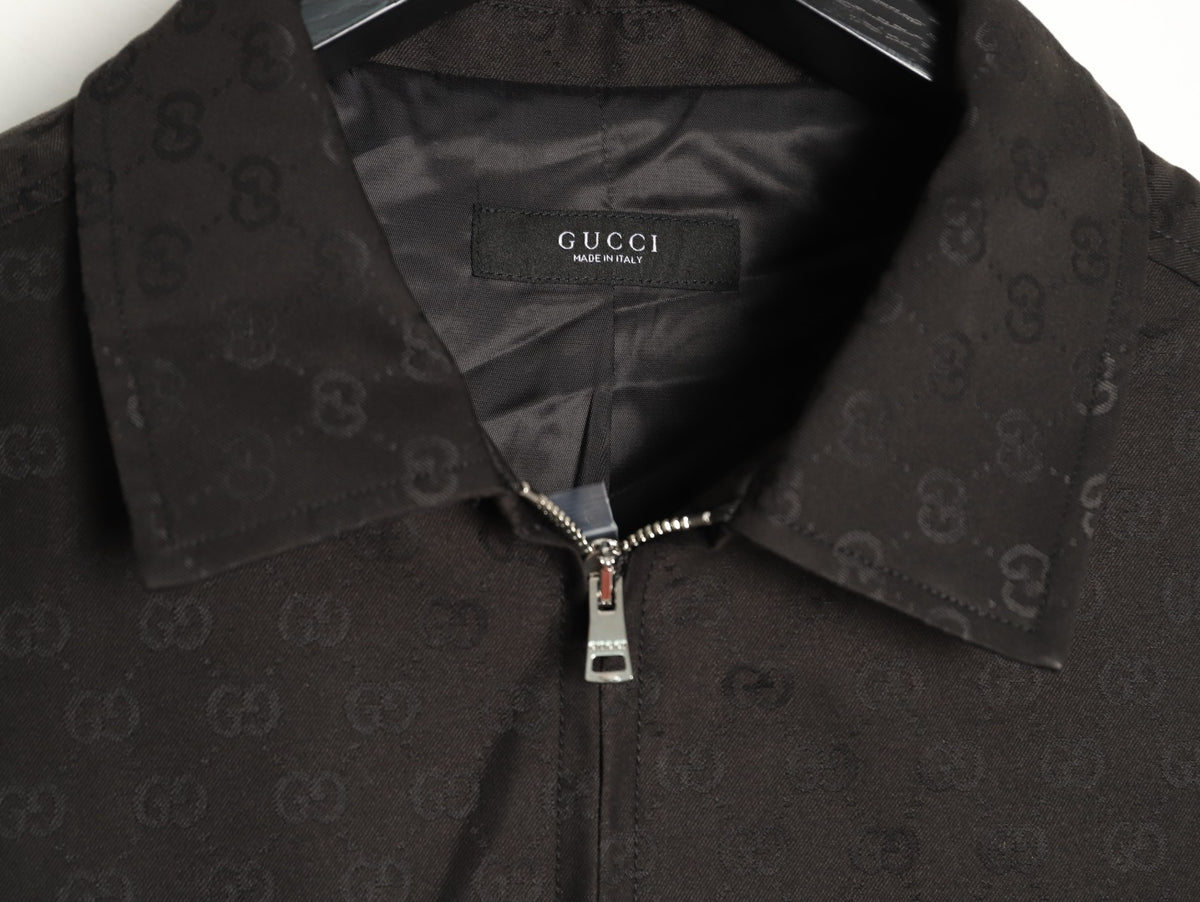 Gucci GG Pattern Zip-Up Jacket - Dark Brown