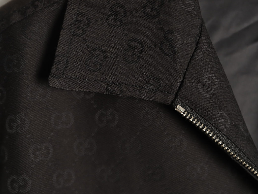 Gucci GG Pattern Zip-Up Jacket - Dark Brown