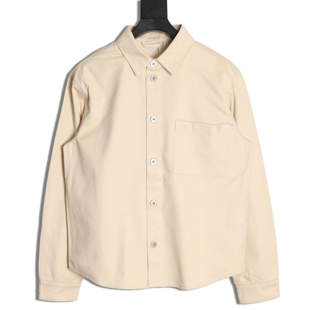Burberry Shield-Detail Denim Shirt Jacket - Light Beige