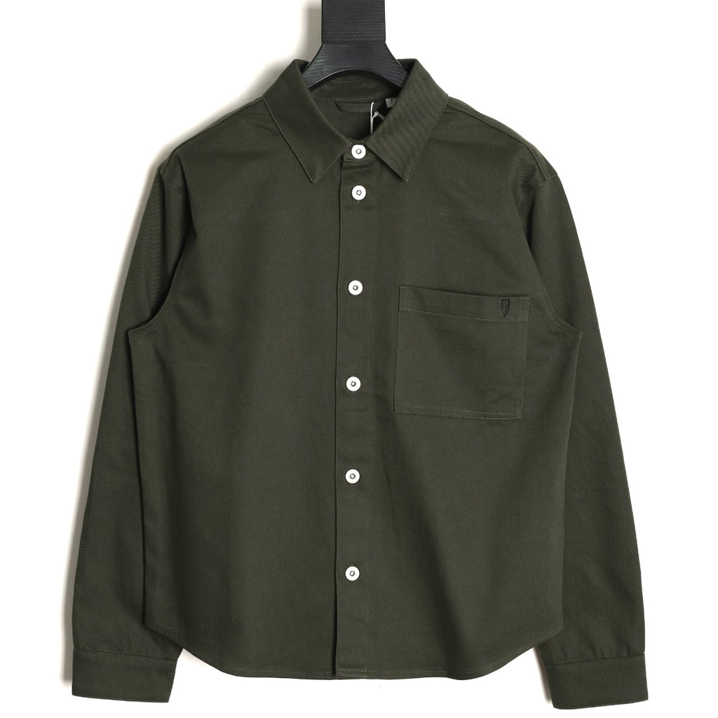 Burberry Shield-Detail Denim Shirt Jacket - Olive