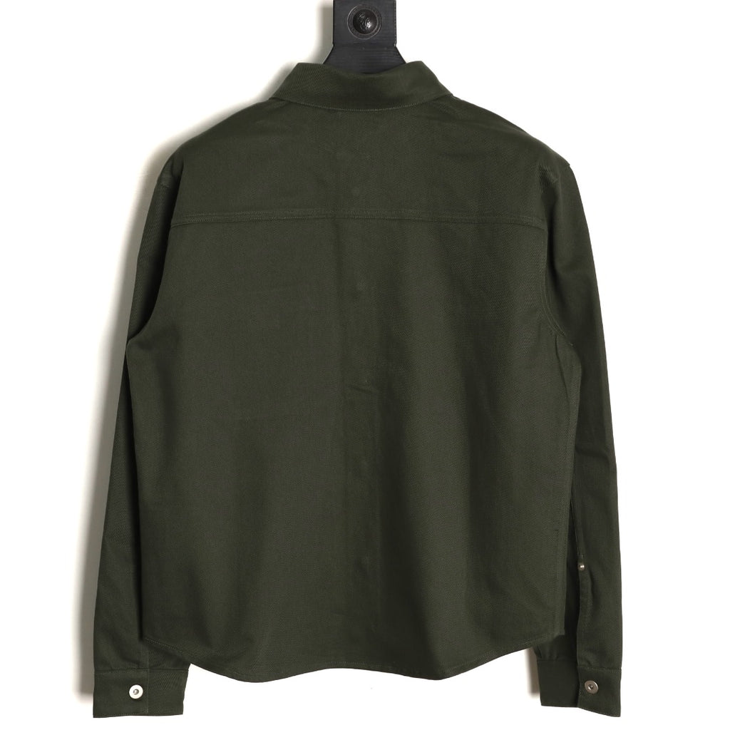 Burberry Shield-Detail Denim Shirt Jacket - Olive