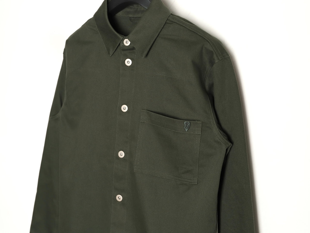 Burberry Shield-Detail Denim Shirt Jacket - Olive
