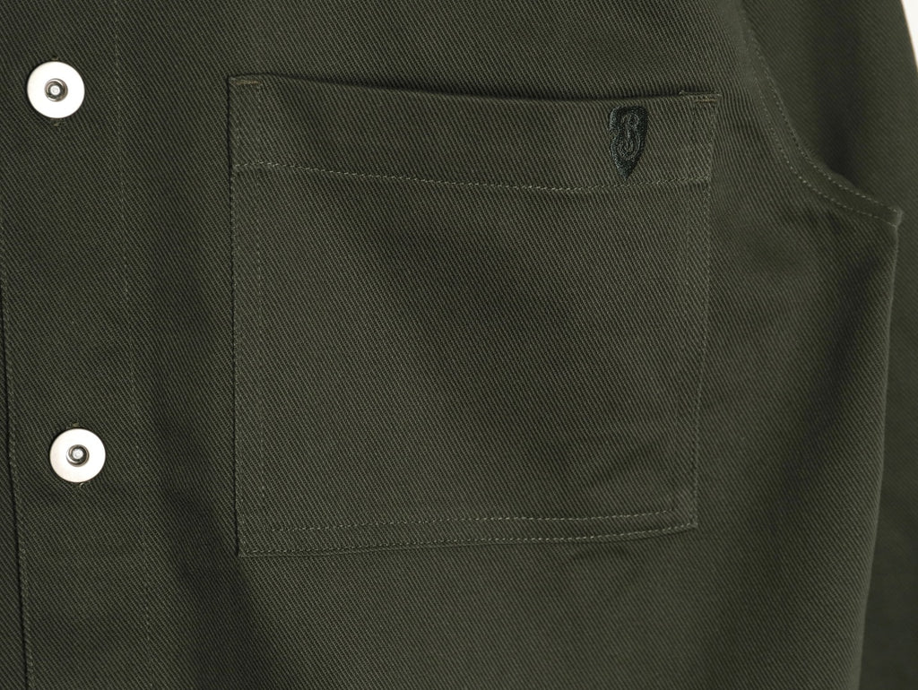 Burberry Shield-Detail Denim Shirt Jacket - Olive