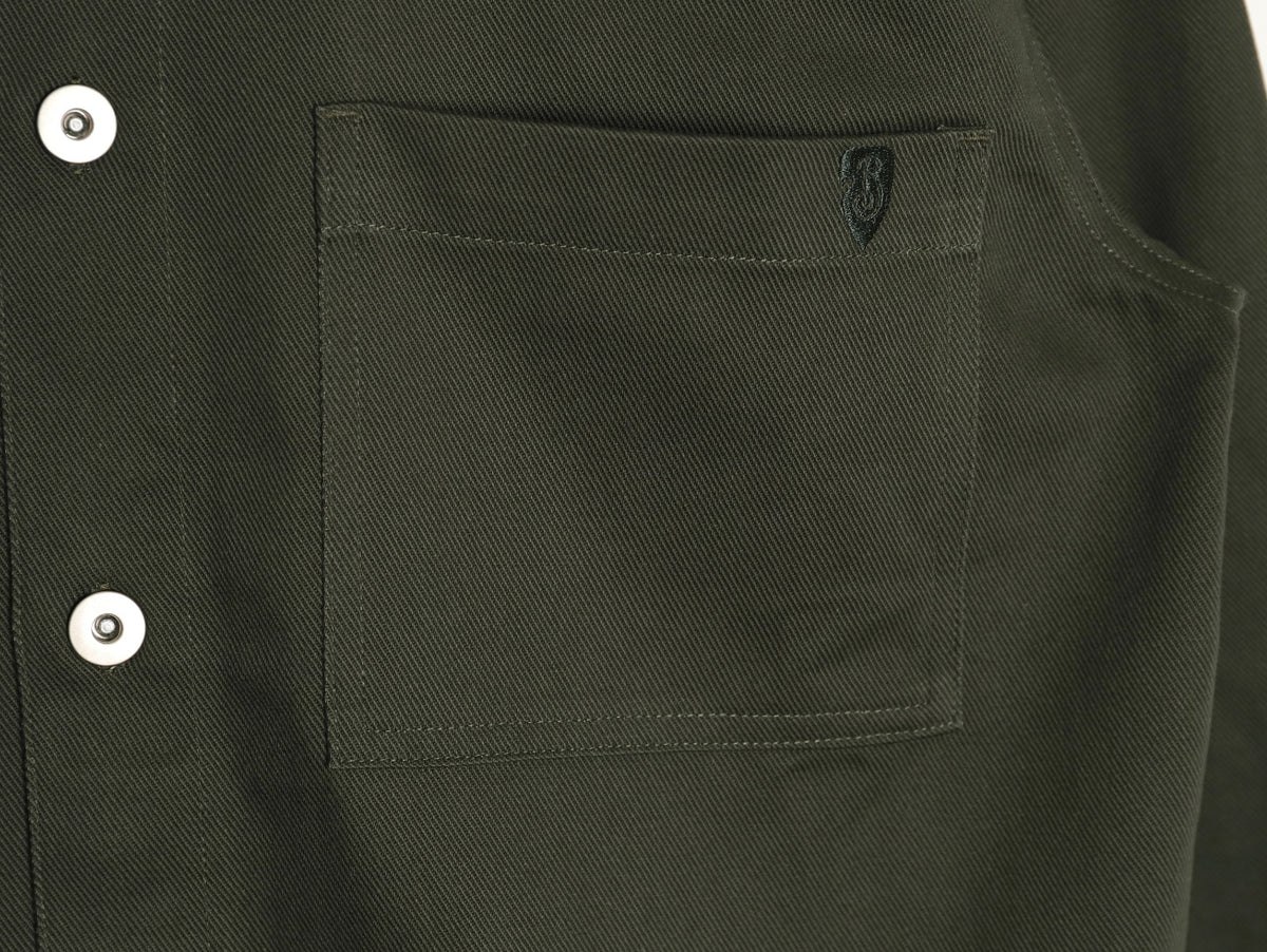 Burberry Shield-Detail Denim Shirt Jacket - Olive