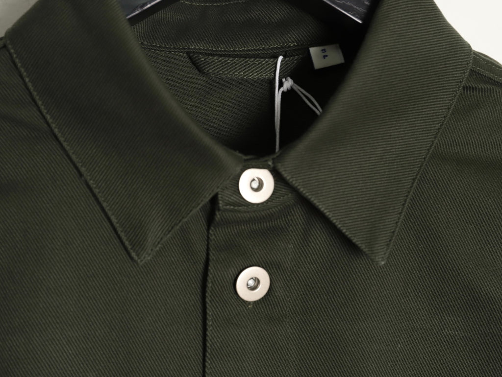 Burberry Shield-Detail Denim Shirt Jacket - Olive