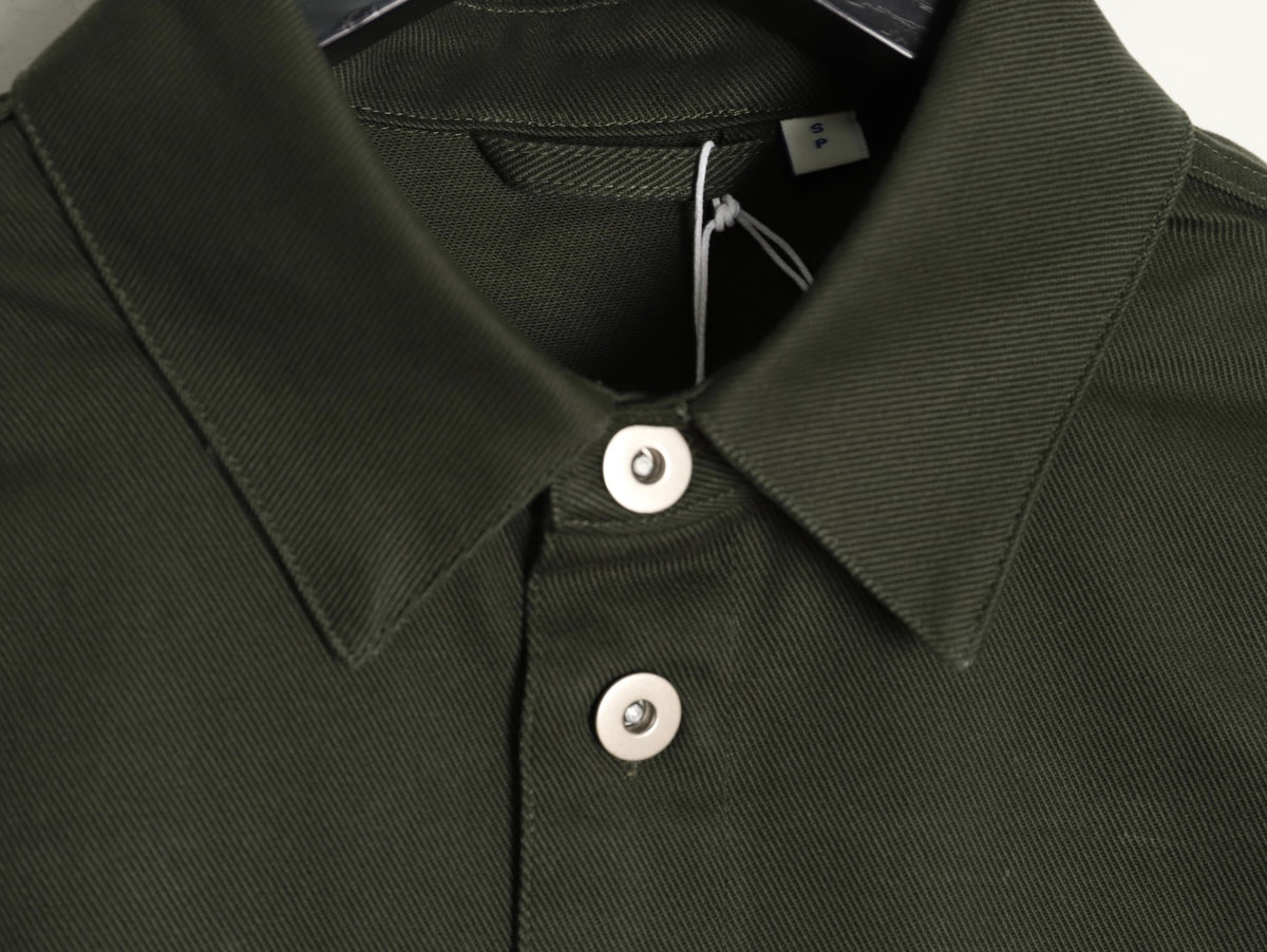 Burberry Shield-Detail Denim Shirt Jacket - Olive