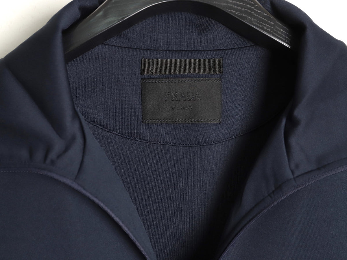 Prada Triangle-Label Detail Stand-Collar Zip Jacket - Navy