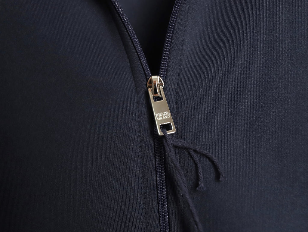 Prada Triangle-Label Detail Stand-Collar Zip Jacket - Navy