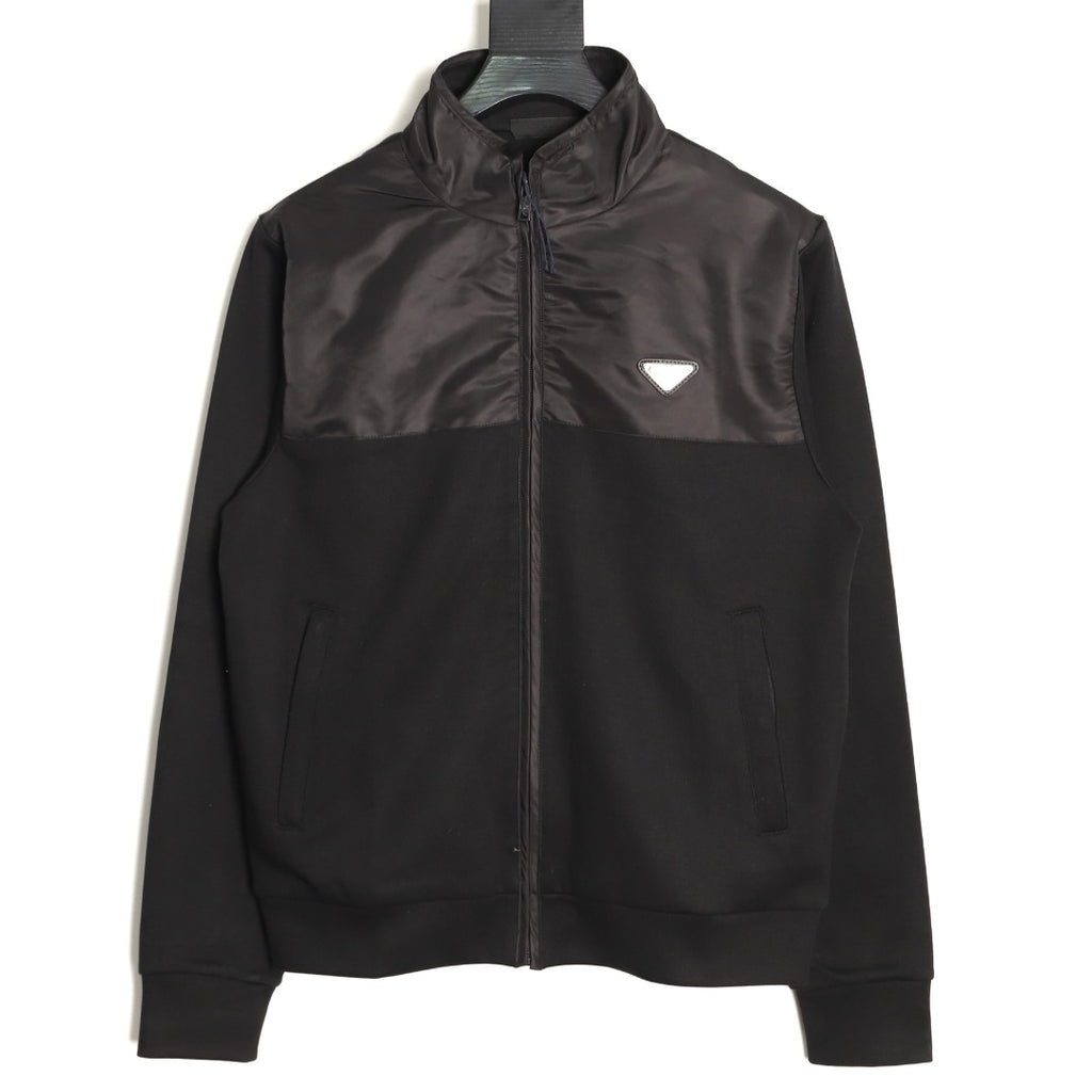 Prada Re-Nylon Panel Zip-Up Jacket - Black