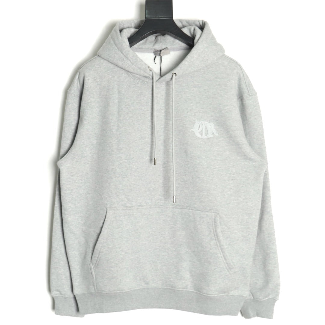 Dior CD Three-Color Badge Embroidered Hoodie - Light Gray
