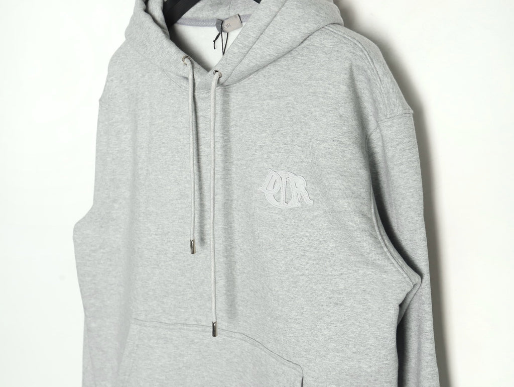 Dior CD Three-Color Badge Embroidered Hoodie - Light Gray