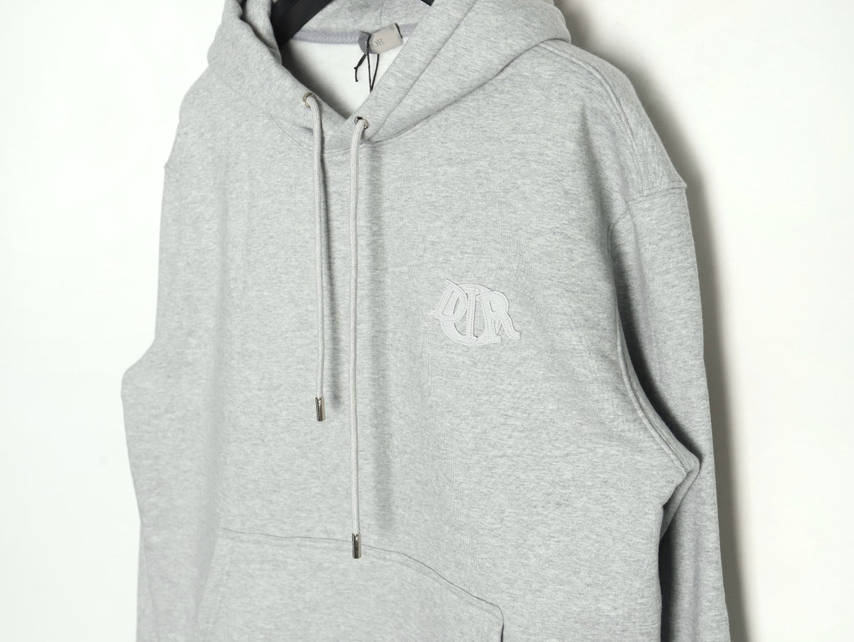 Dior CD Three-Color Badge Embroidered Hoodie - Light Gray