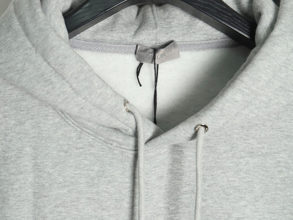 Dior CD Three-Color Badge Embroidered Hoodie - Light Gray