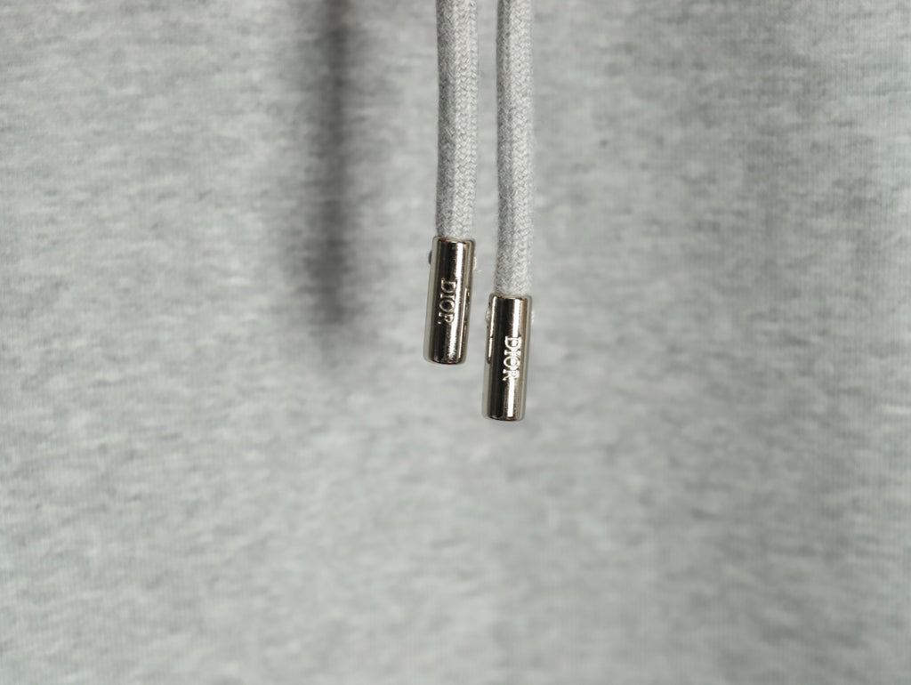 Dior CD Three-Color Badge Embroidered Hoodie - Light Gray
