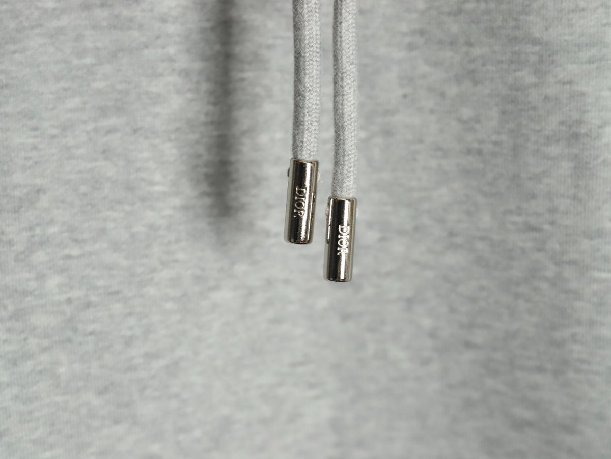Dior CD Three-Color Badge Embroidered Hoodie - Light Gray